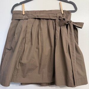 J. Crew Brown Pleated Skirt with Bow